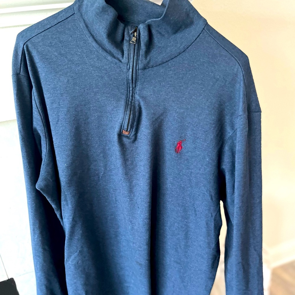 Men Navy Polo Pullover